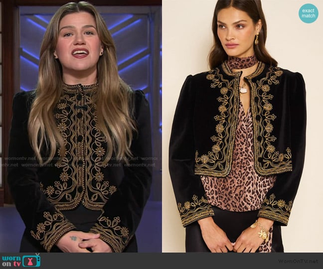 Rixo Denver Velvet Jacket worn by Kelly Clarkson on The Kelly Clarkson Show