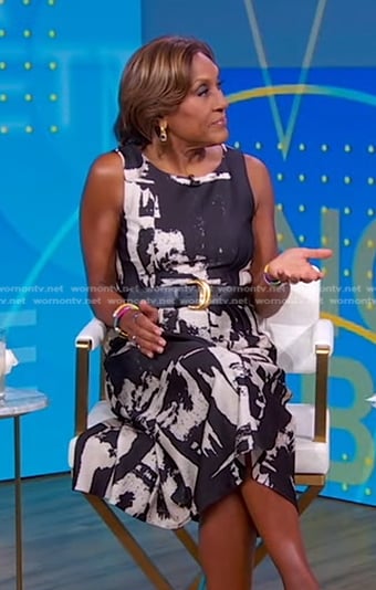 Robin's black abstract print dress on Good Morning America