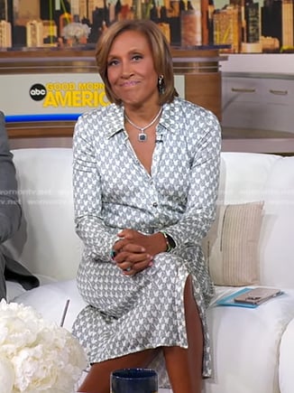 Robin's grey printed shirtderss on Good Morning America