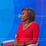 Robin’s red ruffle jersey dress on Good Morning America