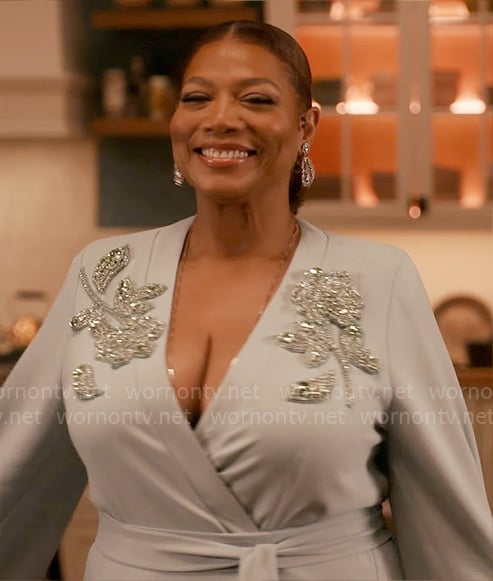 Robyn’s embellished evening dress on The Equalizer