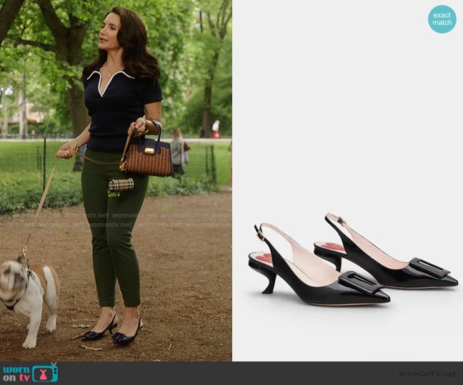 Roger Vivier Virgule Slingback Pumps in patent leather worn by Charlotte York (Kristin Davis) on And Just Like That