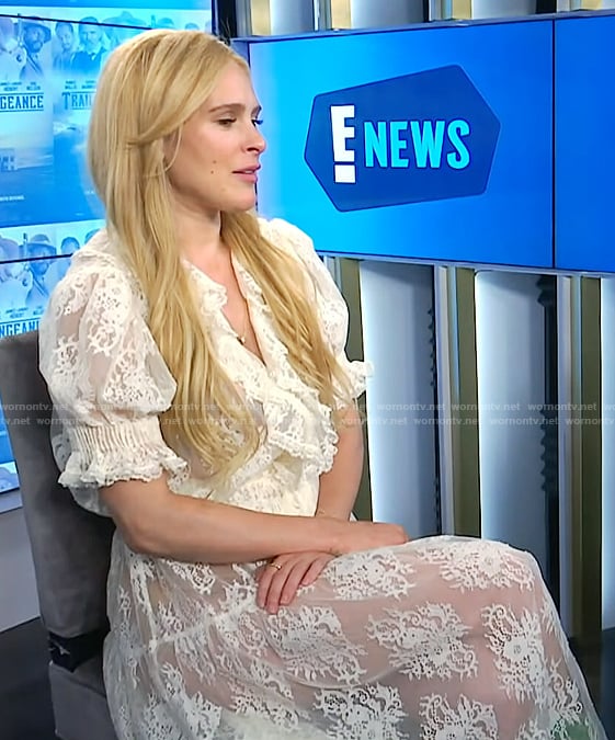 Rumer Willis’s white lace top and skirt on E! News