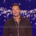 Ryan Seacrest’s brown suede bomber jacket on American Idol