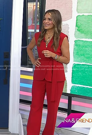 Sabrina Soto's red belted vest and pants on Today