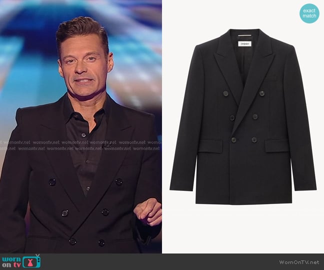Saint Laurent 6-Button Wool Sport Coat worn by Ryan Seacrest on American Idol