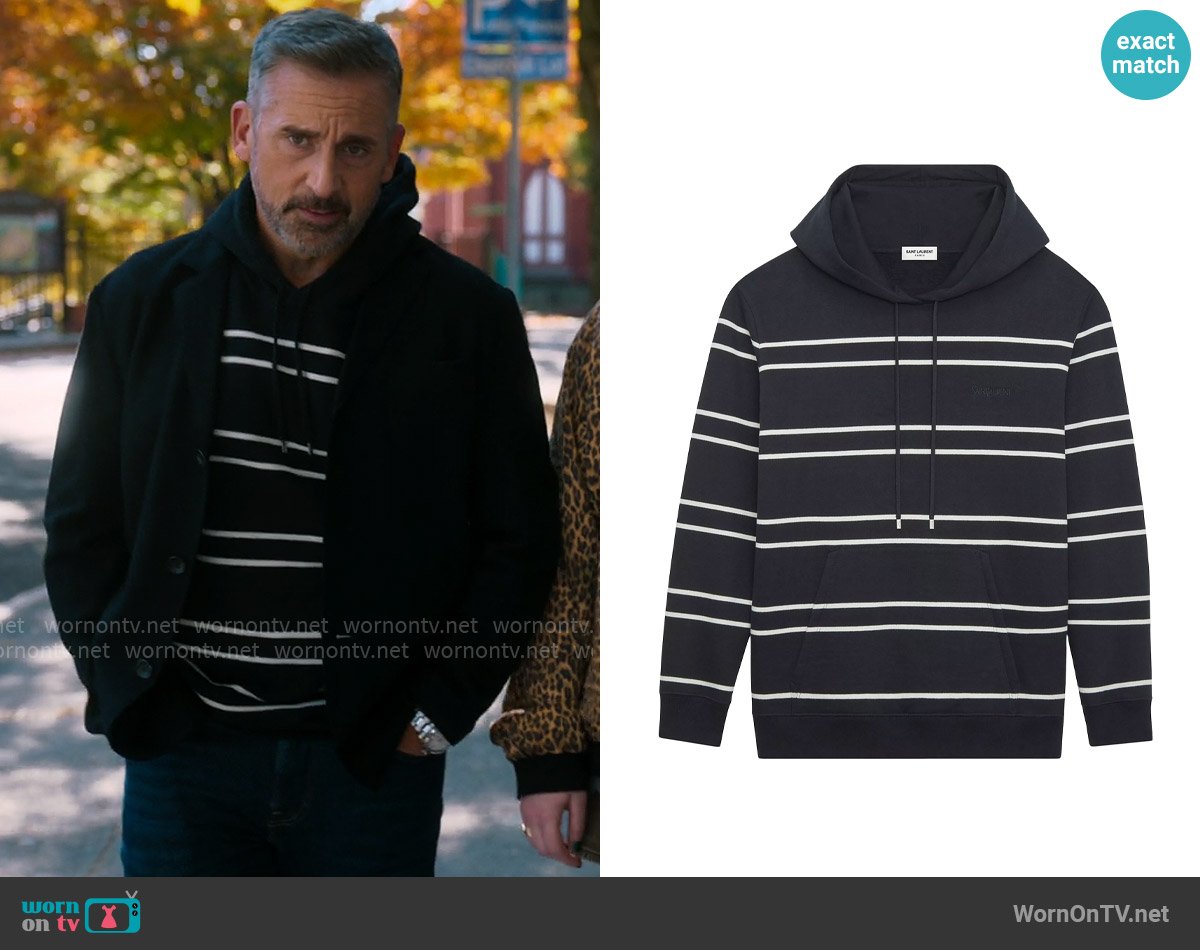 Saint Laurent Striped Hoodie worn by Nick (Steve Carell) on The Four Seasons