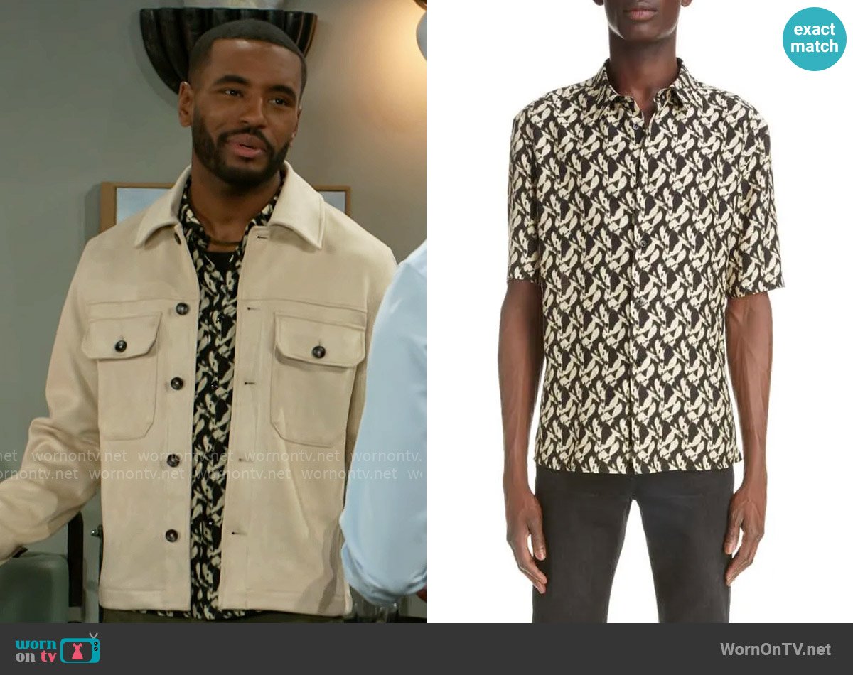 Saint Laurent Patterned Shirt worn by Andre Richardson (Sean Freeman) on Beyond the Gates