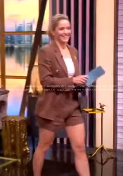 Sara’s brown double breasted blazer and shorts on The View