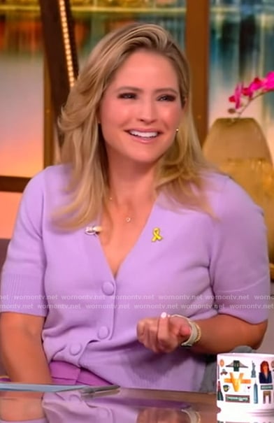 Sara’s lavender short sleeve cardigan on The View
