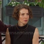 Sarah’s black crop top and sneakers on Days of our Lives