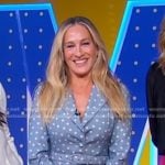 Sarah Jessica Parker’s blue polka dot blazer and skirt on Good Morning America