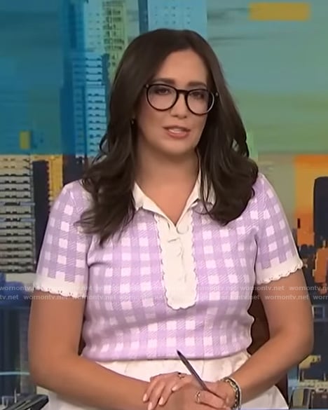 Savannah Sellers lavender check shirt on NBC News Daily