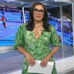 Savannah’s green floral print wrap dress on NBC News Daily