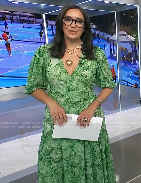 Savannah’s green floral print wrap dress on NBC News Daily