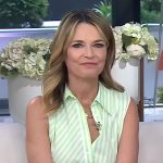 Savannah’s green stripe tie waist dress on Today