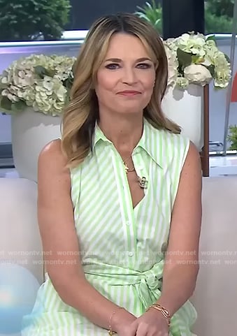 Savannah's green stripe tie waist dress on Today