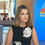 Savannah’s black applique sleeveless dress on Today