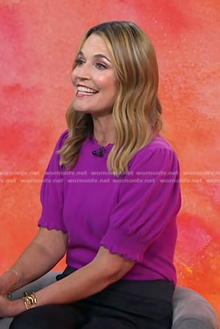 SAvannah's purple puff sleeve sweater on Today