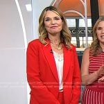 Savannah’s red blazer and cropped pants on Today