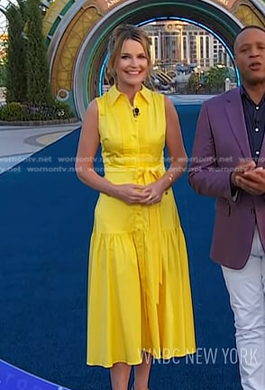 Savannah's yellow sleeveless shirtdress on Today