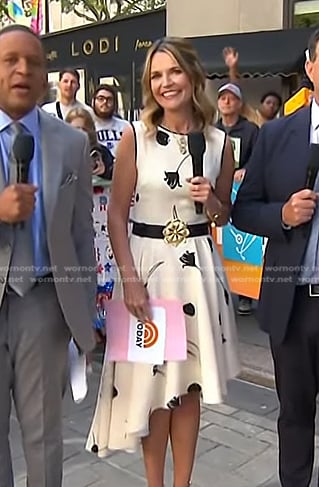 Savannah’s white floral asymmetric dress on Today