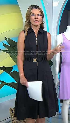 Savannah's black zip front belted dress on Today