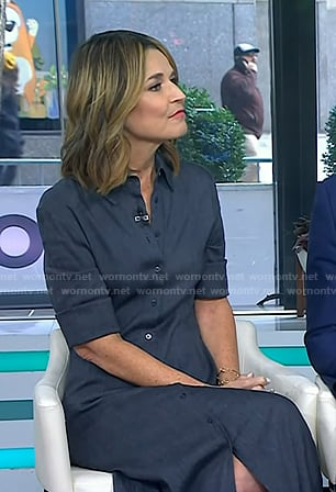 Savannah's navy midi shirtdress on Today
