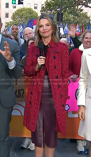 Savannah's red lace trench coat on Today
