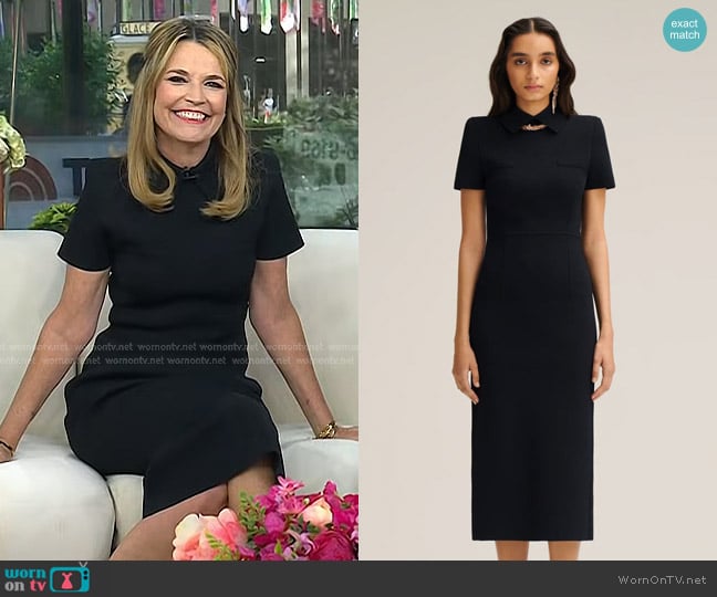 Scanlan Theodore Crepe Knit Collar Dress worn by Savannah Guthrie on Today