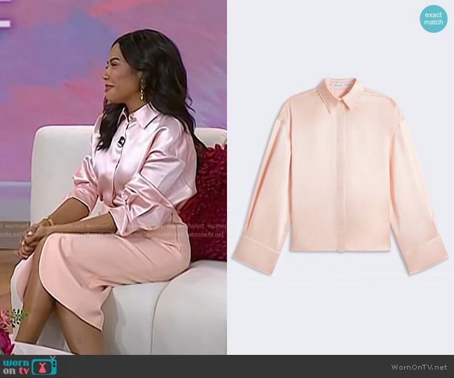 Emma Grede’s pink satin shirt on Today