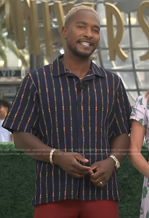 Scott's multicolored stripe shirt on Access Hollywood