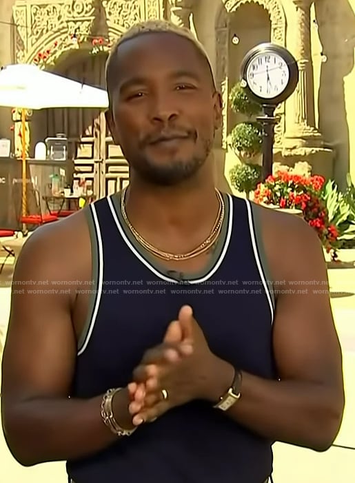 Scott’s stripe trim tank on Access Hollywood