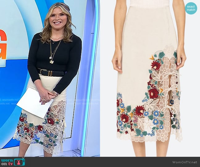 Jenna’s floral embroidered lace skirt on Today
