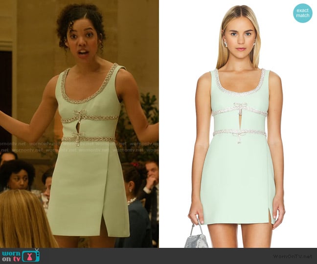 Self Portrait Bow Trim Mini Dress worn by Mishi Duplessis (Tais Vinolo) on Etoile