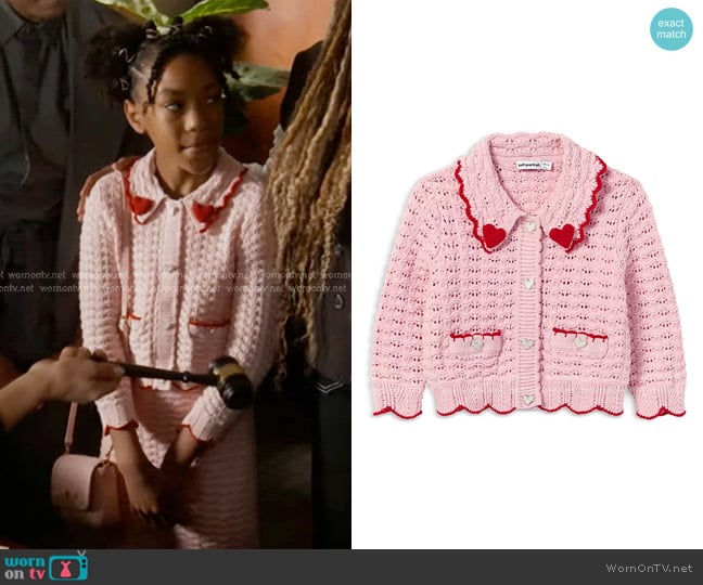 Mara’s pink heart knit cardigan on 9-1-1