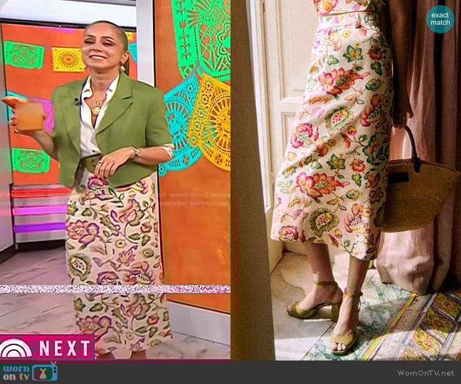 Sezane Norma Skirt in Aria Print worn by Marcela Valladolid on Today
