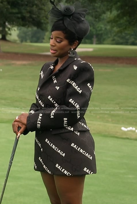 Shamea's black Balenciaga logo blazer on The Real Housewives of Atlanta
