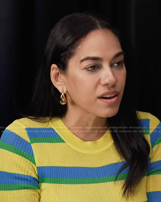 Sharon Carpenter’s striped dress on E! News