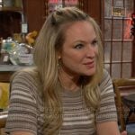 Sharon’s striped rib knit top on The Young and the Restless