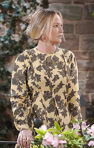 Sharon's yellow floral dress on The Young and the Restless