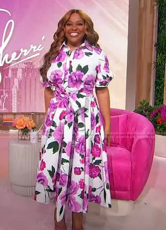 Sherri’s floral print shirtdress on Sherri
