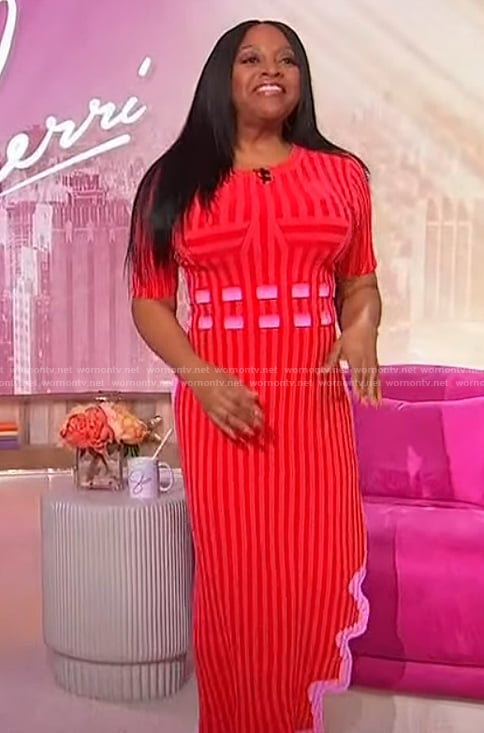 Sherri's red contrast ribbed dress on Sherri