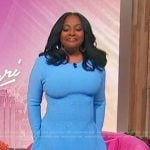 Sherri’s blue textured knit dress on Sherri