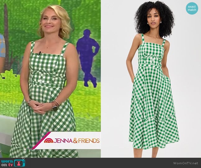 Shoshanna Kaydence Dress in Green Ivory worn by Meaghan Murphy on Today