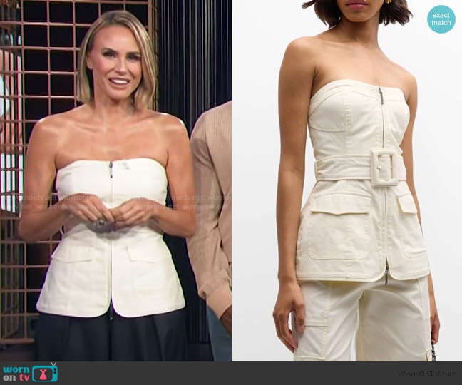 Simkhai Elettra Twill Belted Utility Bustier worn by Keltie Knight on E! News