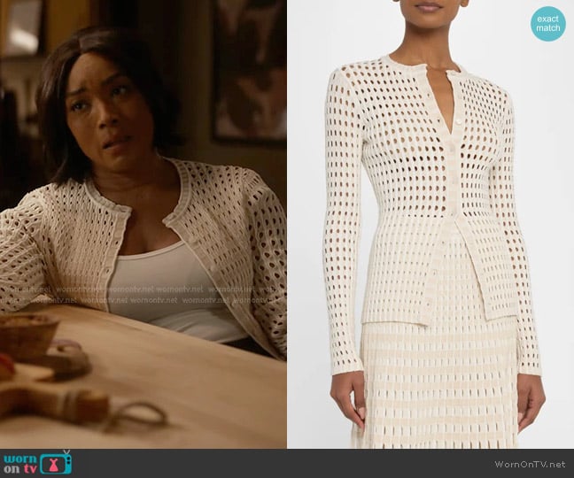 Simkhai Gracen Knit Cardigan worn by Athena Grant (Angela Bassett) on 9-1-1