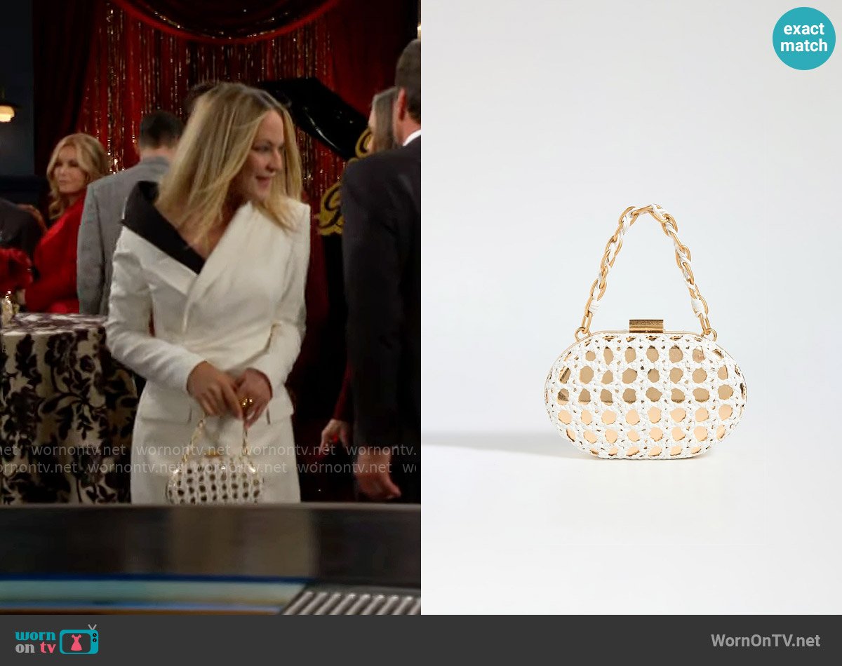 Simkhai Sol Macrame Leather Bag worn by Sharon Newman (Sharon Case) on The Young and the Restless