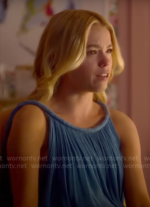 Simon's blue pleated dress on Sirens
