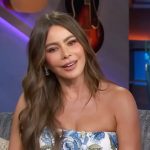 Sofía Vergara’s floral strapless top on The Kelly Clarkson Show